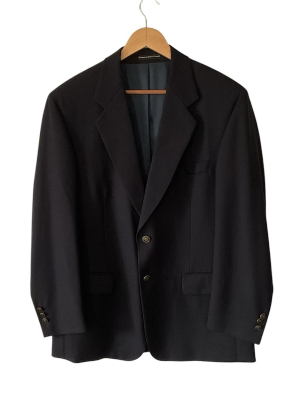 Oscar de la Renta Men Navy Blue Two-Button Wool Sport Jacket, size 40 S